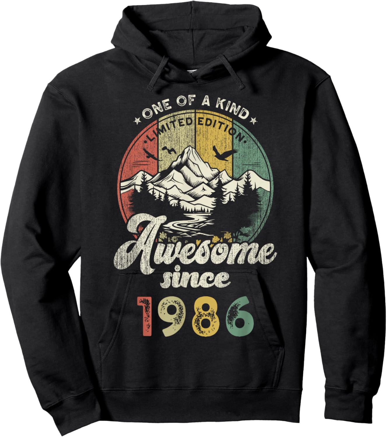 39th Birthday Mountains Retro Awesome Since 1986 Hoodie - Hoodie | Black