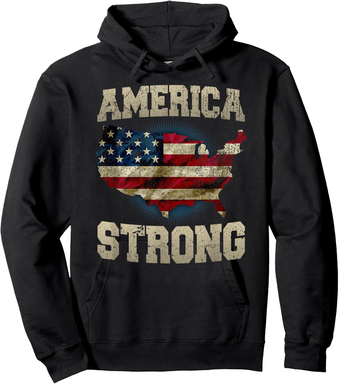 Patriotic America Strong Kids Men Hoodie - Hoodie | Black