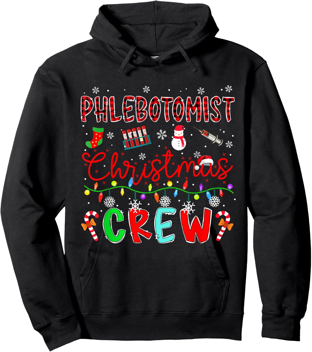 Phlebotomist Christmas Crew Matching Job Team Funny Parties Hoodie - Hoodie | Black