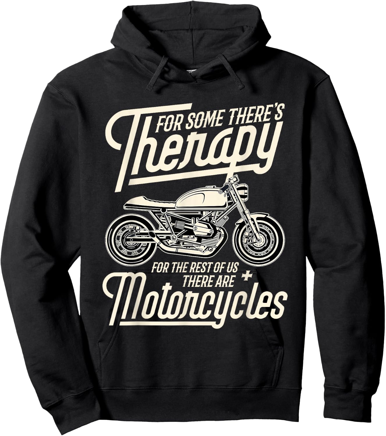 Funny Motorcycle Rider Therapy - Vintage Biker Gift Short Sleeve Hoodie - Hoodie | Black