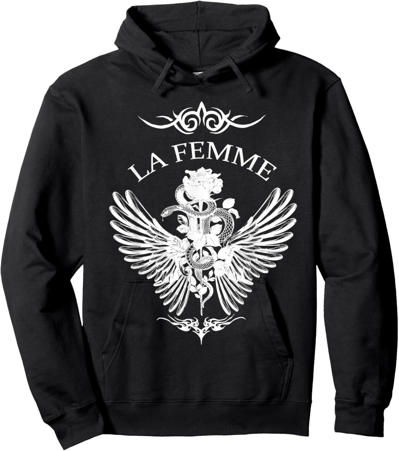 La Femme Snake And Rose Dark Art Hoodie - Hoodie | Black