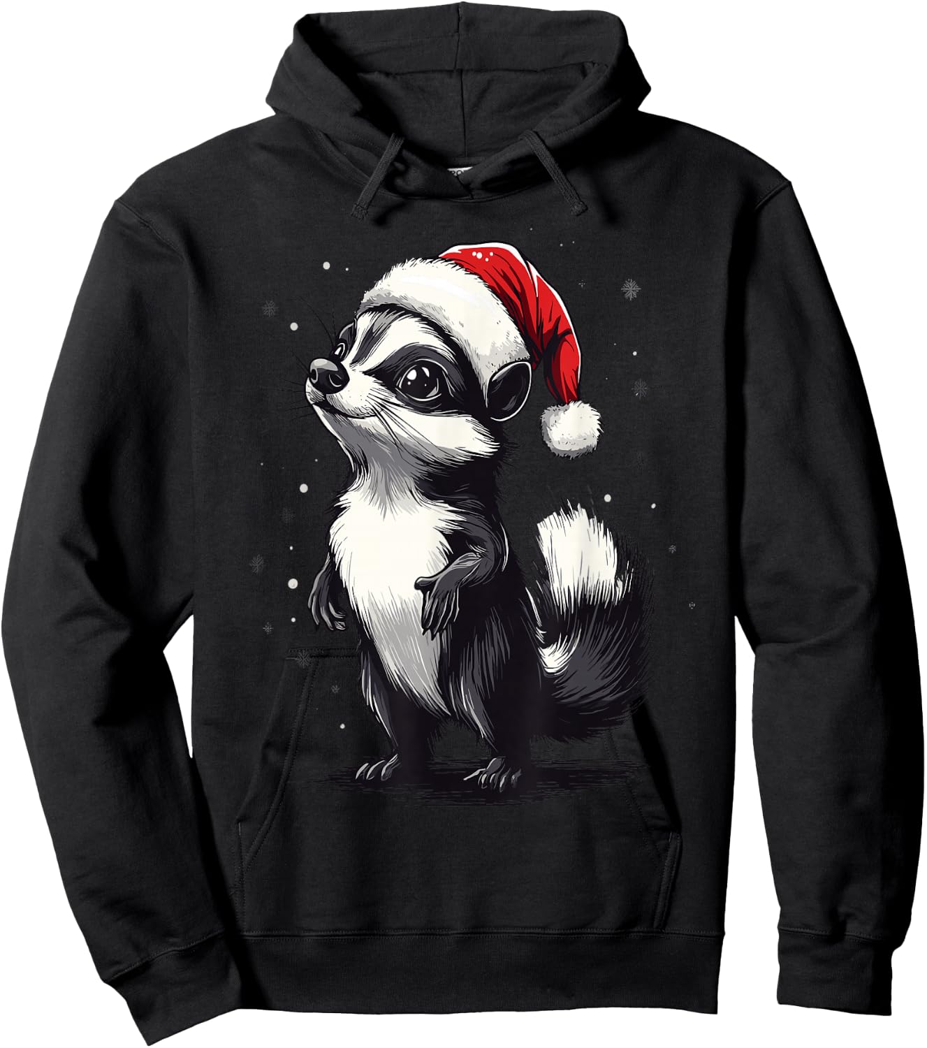 Skunk Santa Hat Funny Xmas Skunk Lovers Christmas Pajama Hoodie - Hoodie | Black