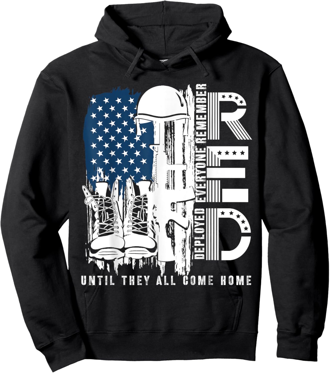 Red Friday Military We Wear Red Support Our troops US Flag Hoodie - Hoodie | Black