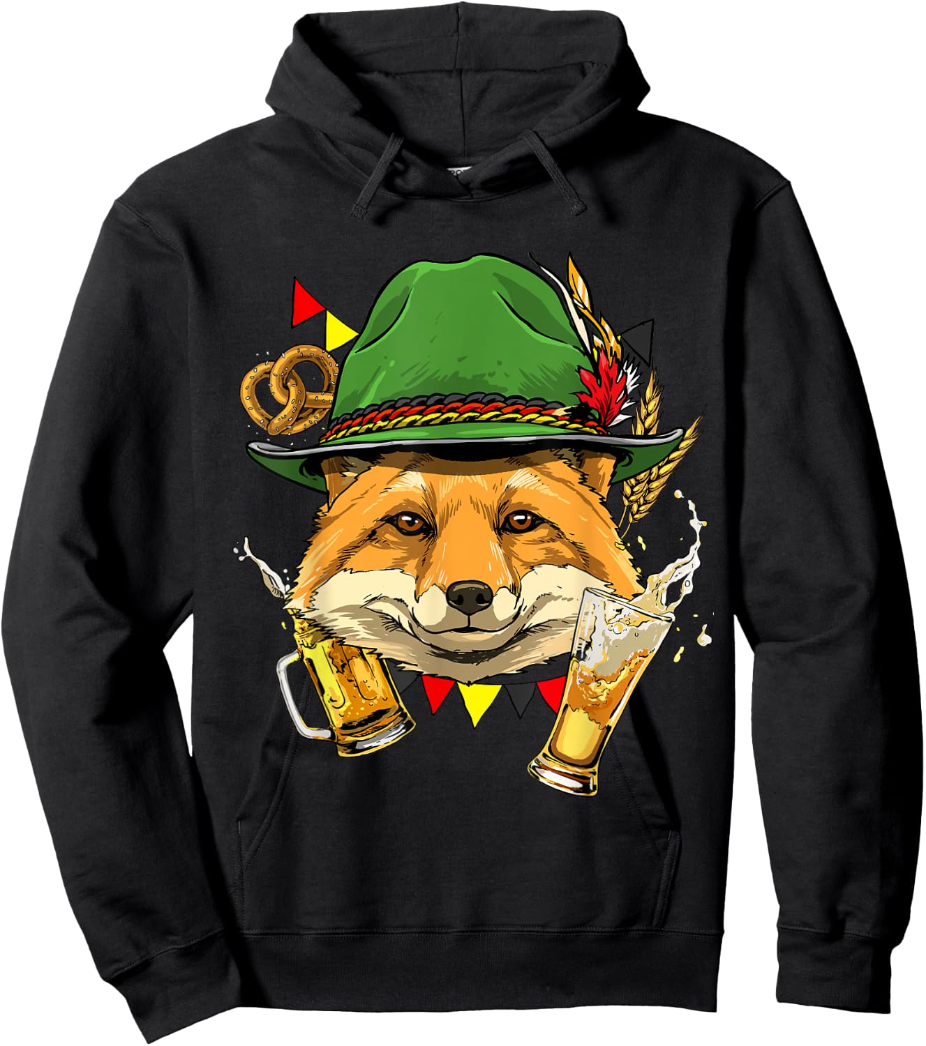 Germany Oktoberfest Lederhosen Fox Beer Fest German Bavarian Hoodie - Hoodie | Black