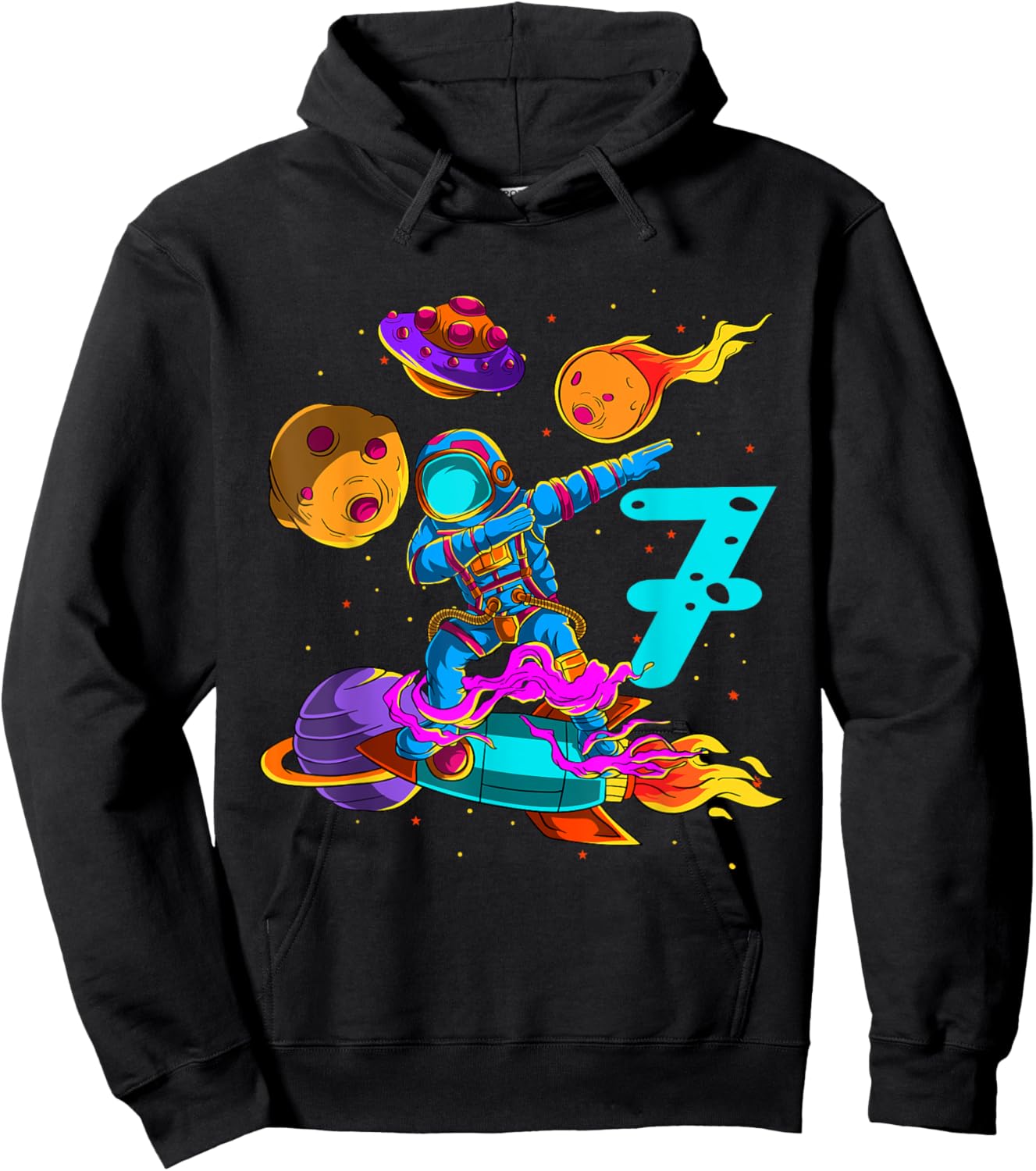 7 years Birthday Boy Astronaut 7th Birthday Boys Astronaut Hoodie - Hoodie | Black