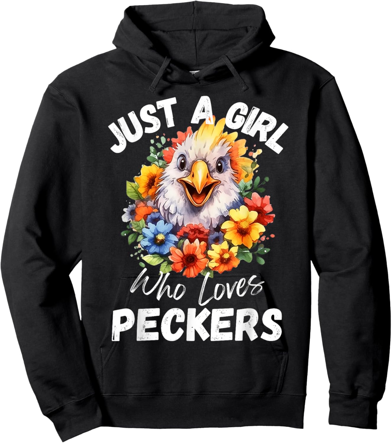 Just a Girl Who Loves Peckers Funny Chicken Hoodie - Hoodie | Black