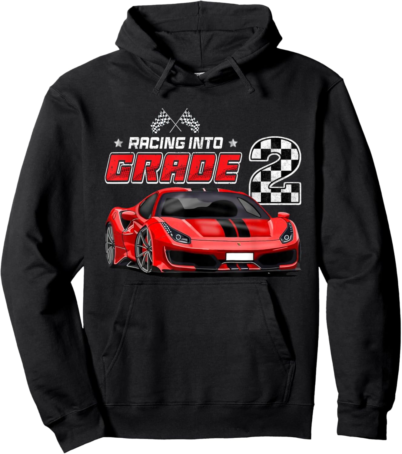 Racing Into 2nd Grade Race Car Back To School Boys Hoodie - Hoodie | Black