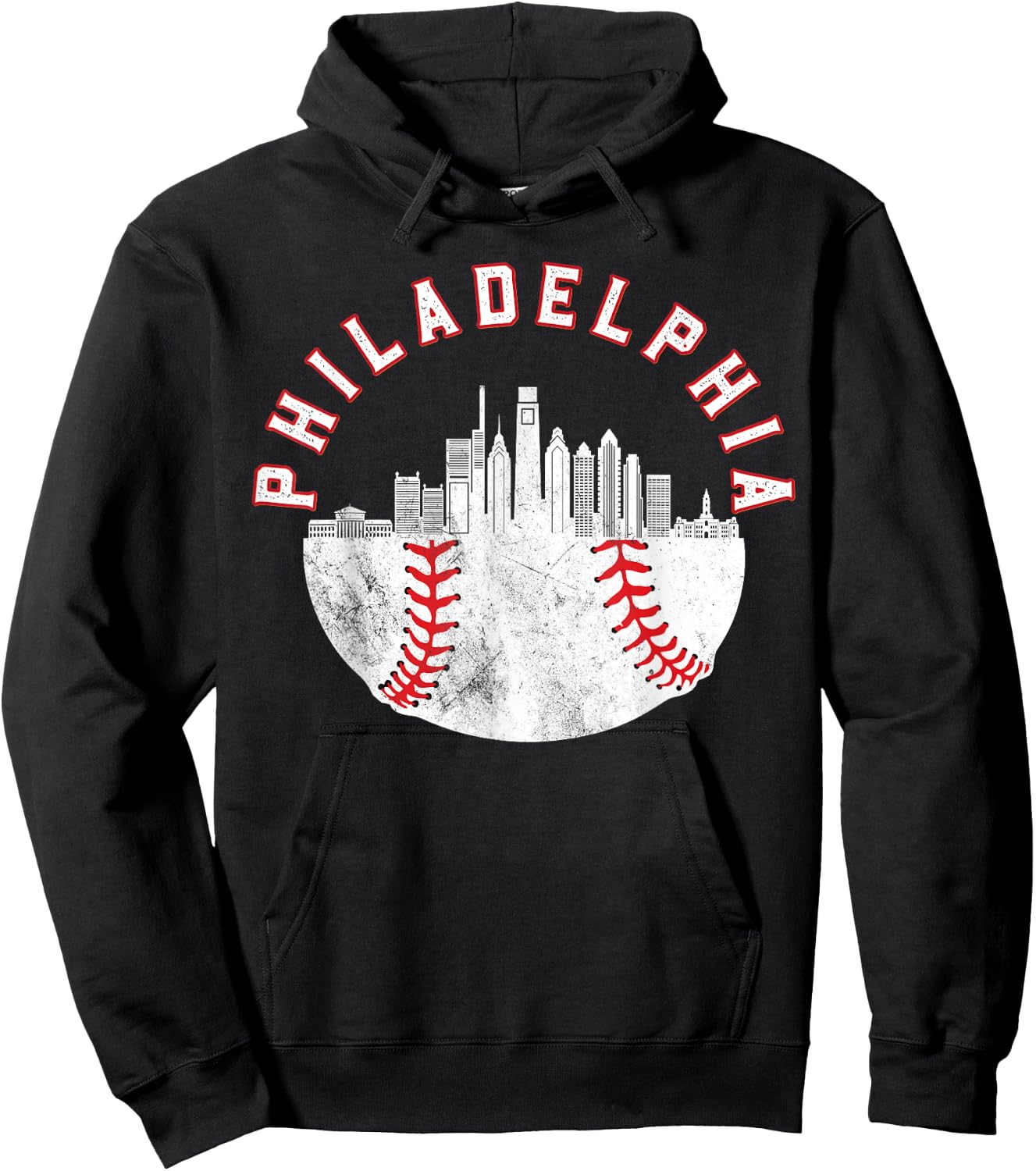 Vintage Philadelphia Skyline Retro Cityscape Hoodie - Hoodie | Black