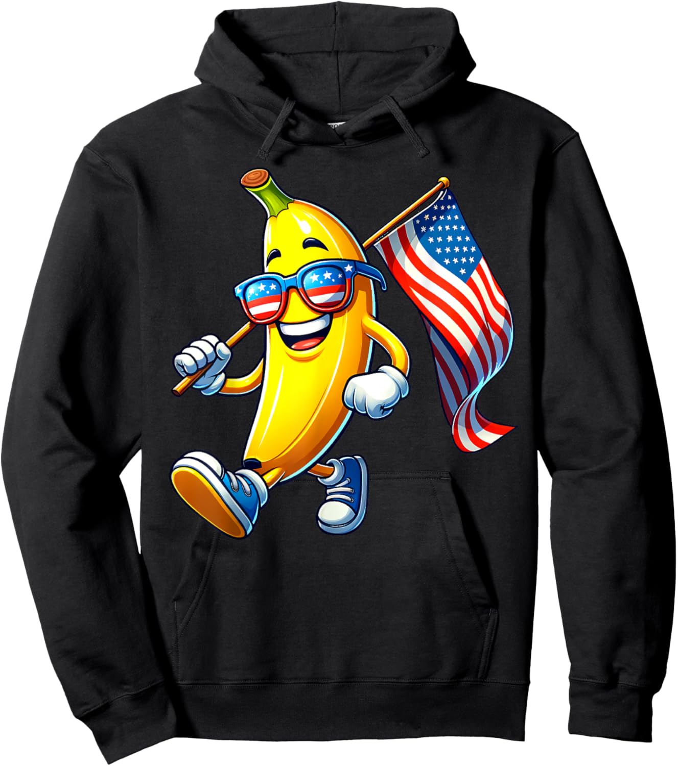 Banana 4th July USA Flag Patriotic America Mom Dad Kids Hoodie - Hoodie | Black