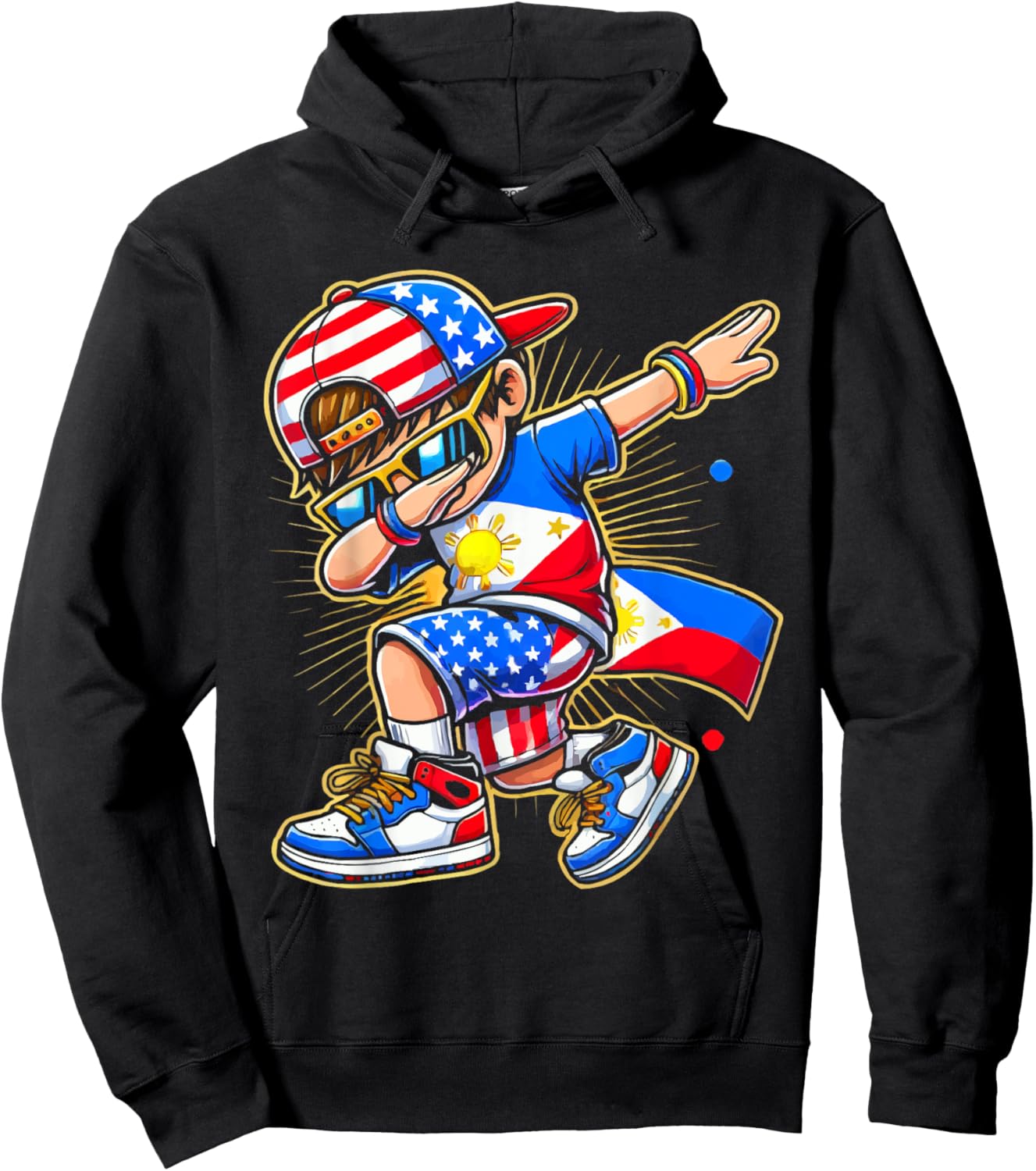 Half Filipino Half American USA Flag Philippines America Hoodie - Hoodie | Black