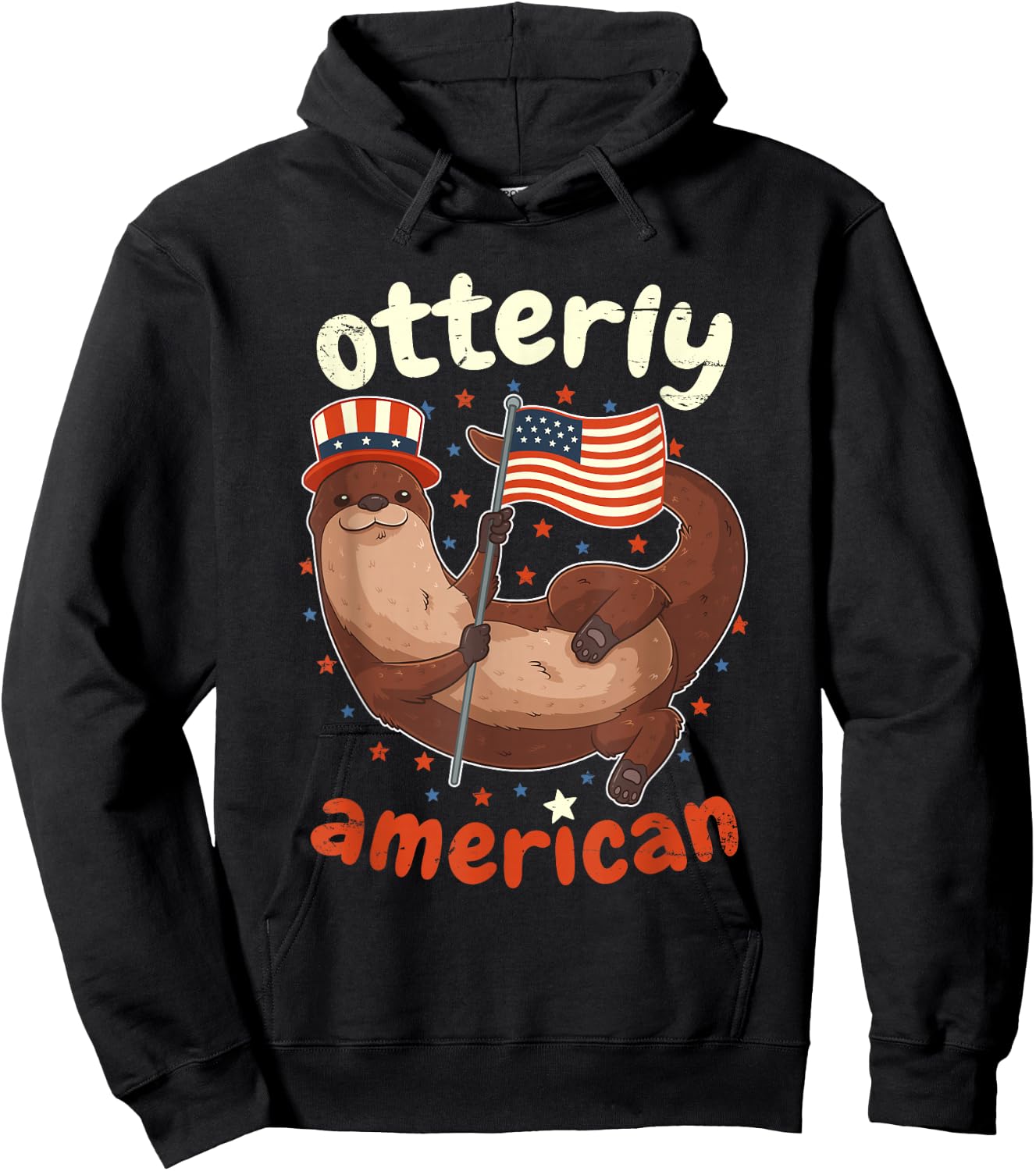 Patriotic Oteric American Flag 4th of July Otter Hoodie - Hoodie | Black