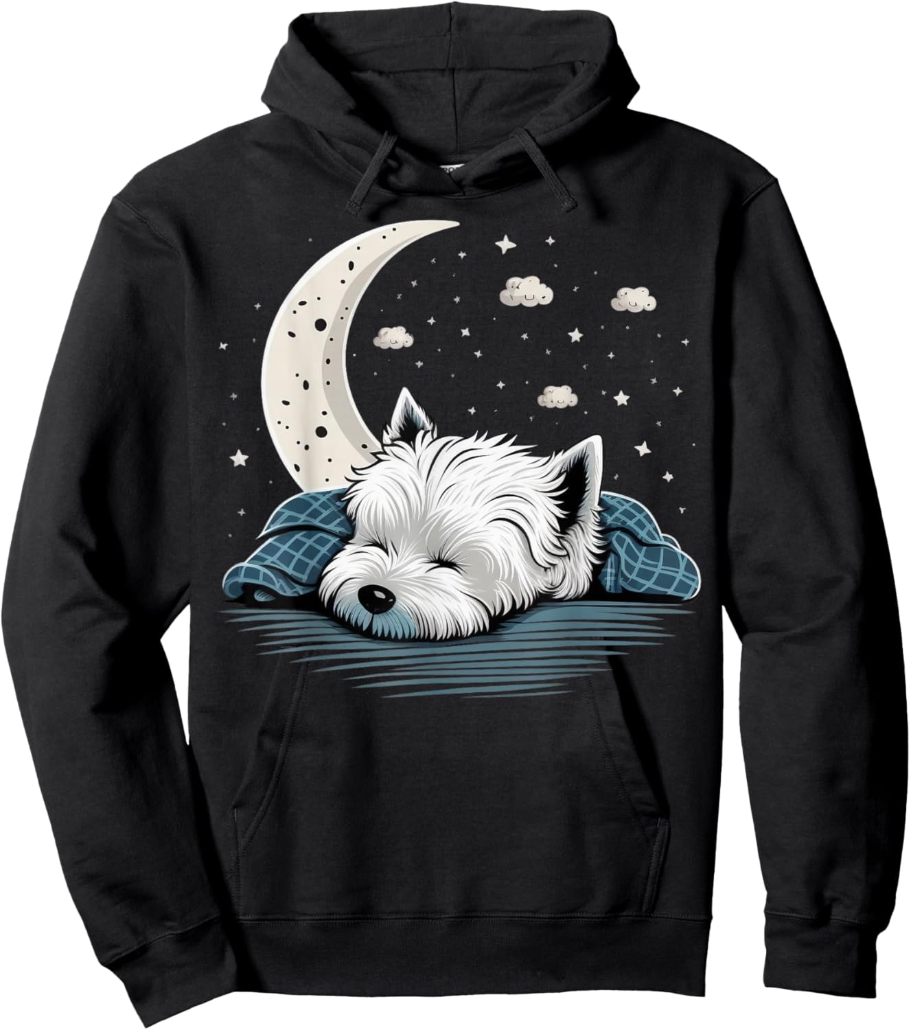 Napping Westie pajama West Highland White Terrier Sleeping Hoodie - Hoodie | Black