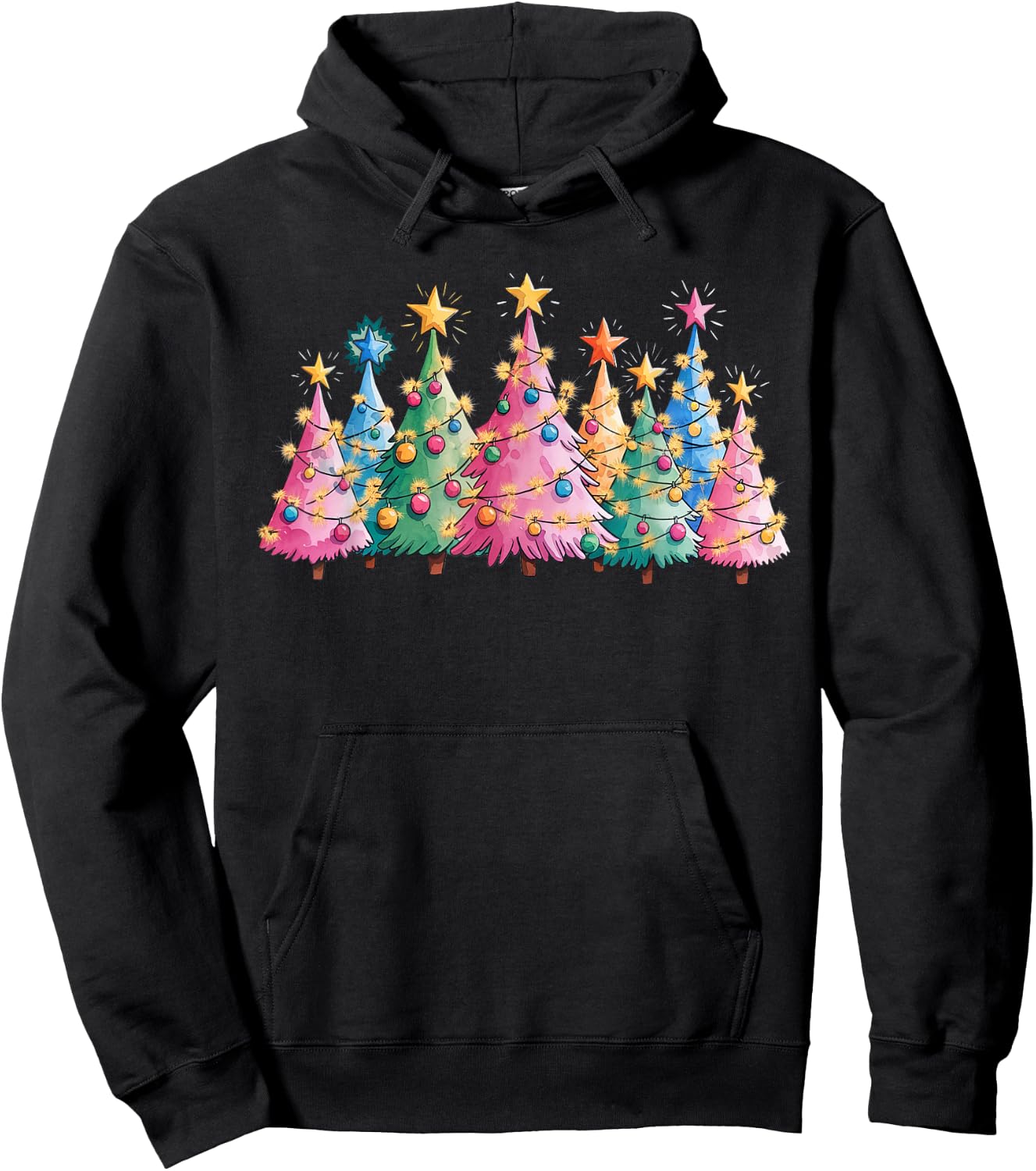 Merry Christmas Pink Christmas Tree, Pink Christmas Costume Hoodie - Hoodie | Black