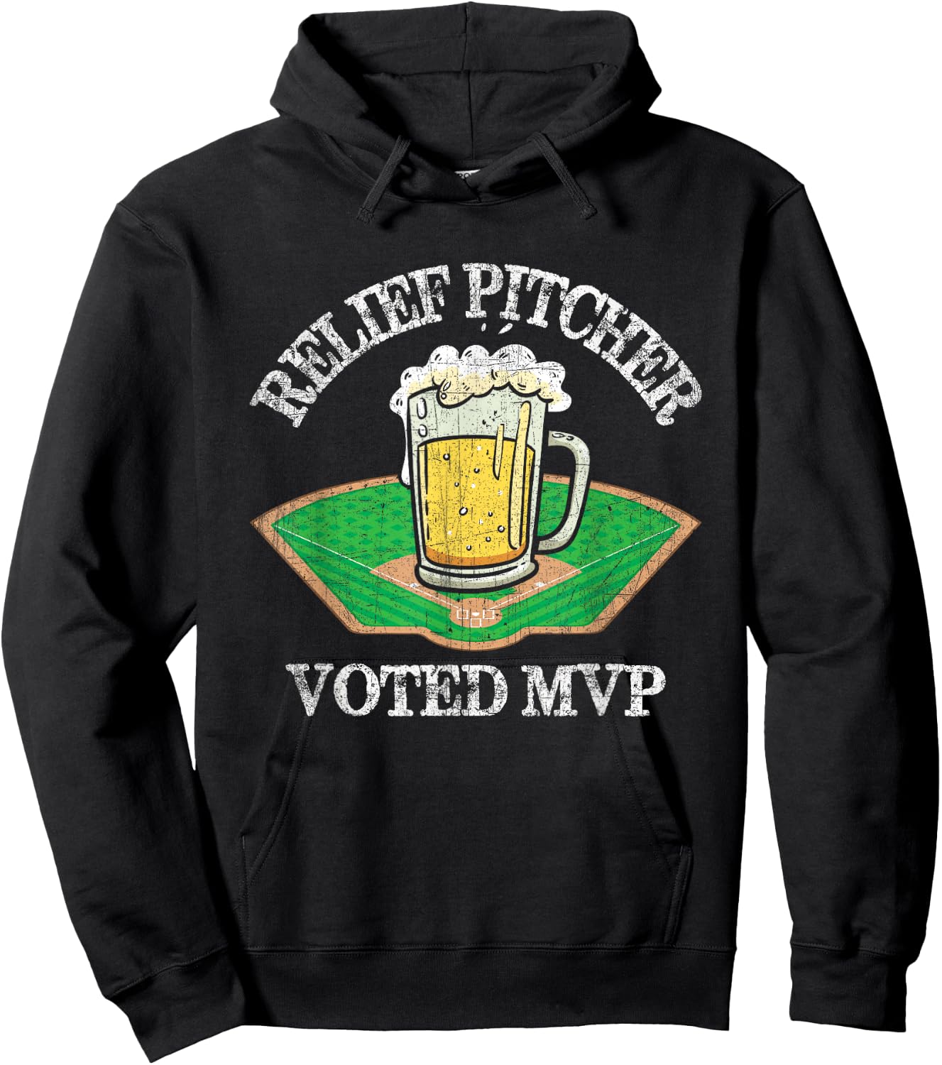 Funny Beer and Baseball Relief Jug Hoodie - Hoodie | Black