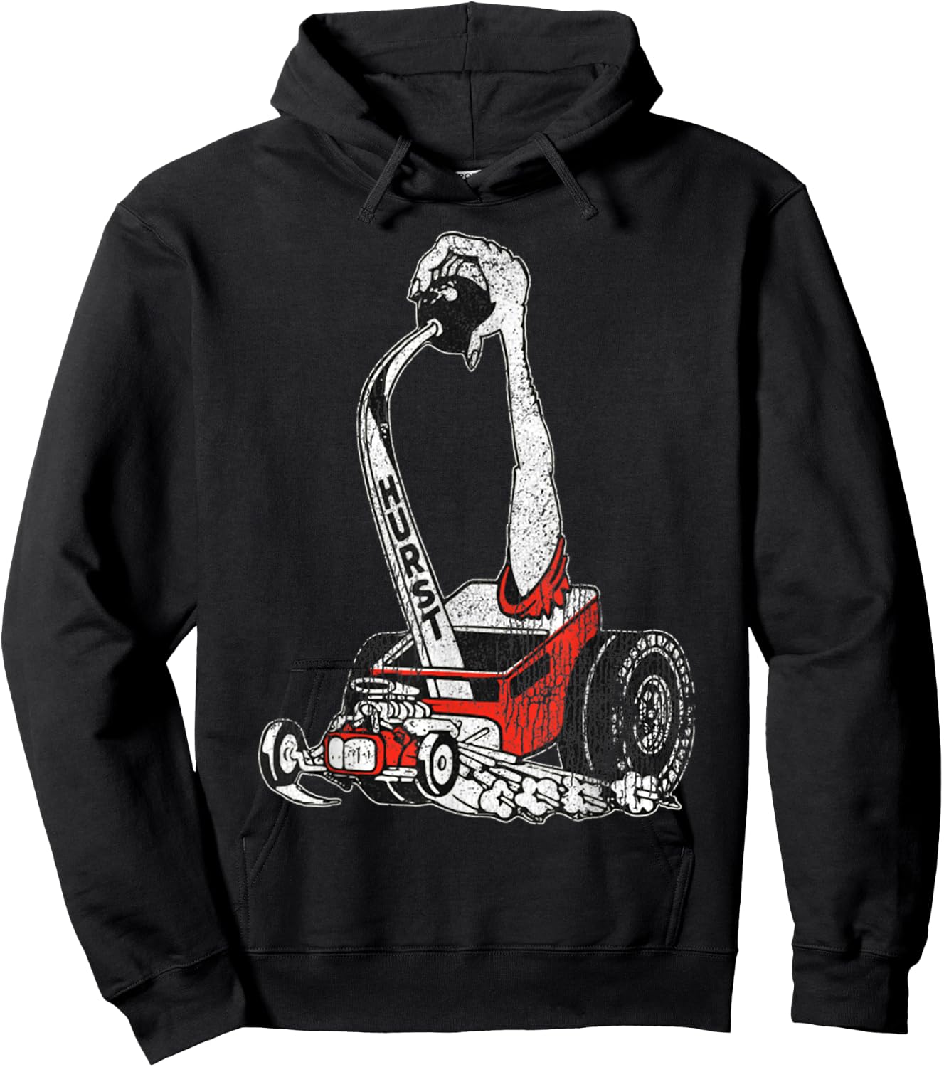 Retro Car Vintage Hurst Racer Meme Hand Engine Funny Hoodie - Hoodie | Black