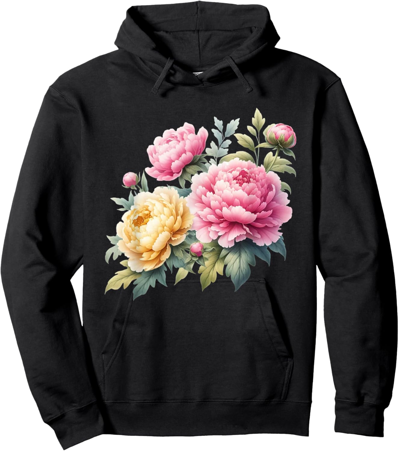 Peonies Flowers Blossom Nature Lover Gardener Hoodie - Hoodie | Black