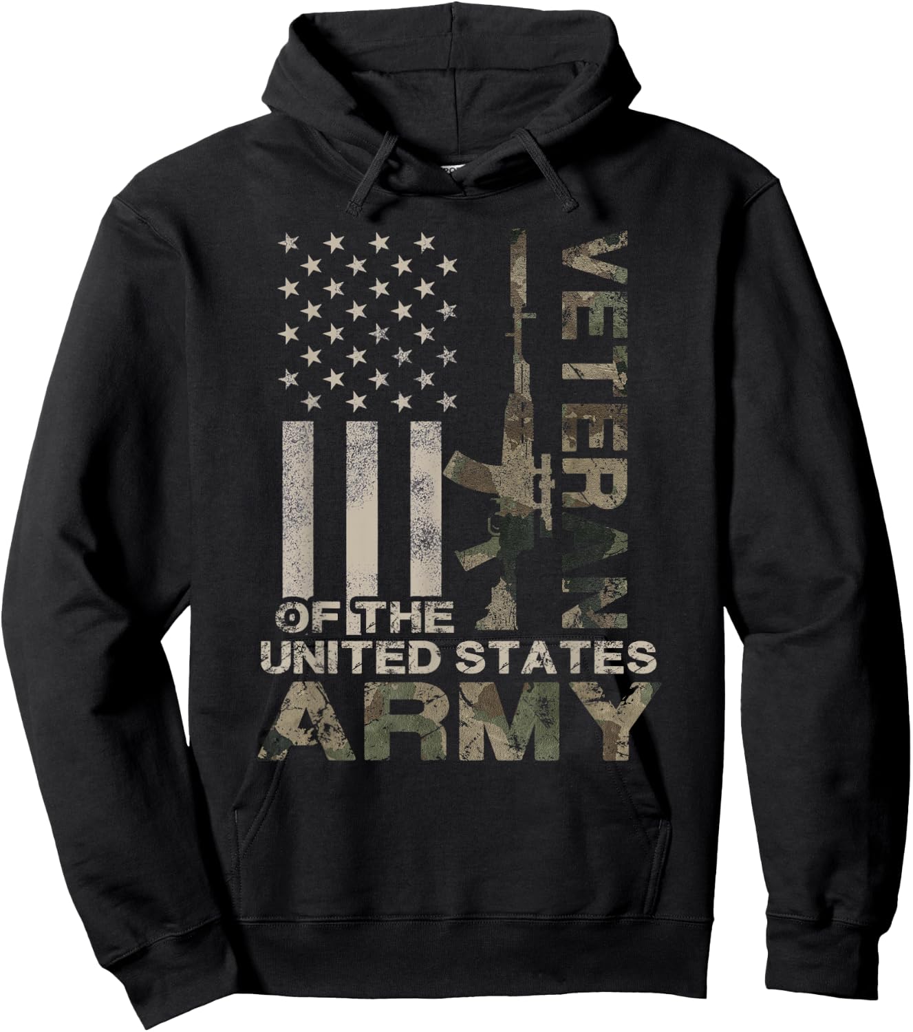 US Army | Military Green Camo Flag Retro Design Gift Hoodie - Hoodie | Black