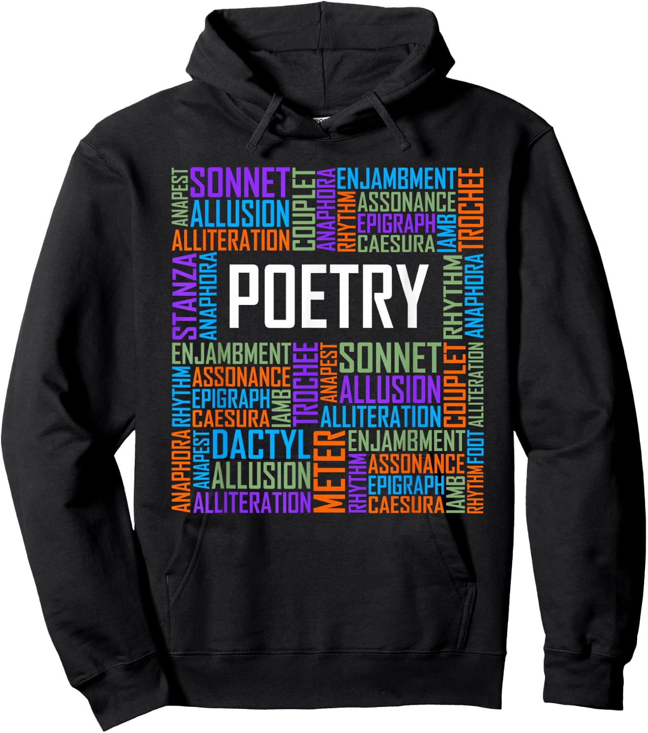 Poetry Words Lover Gift Poetry Writer Gifts Hoodie - Hoodie | Black