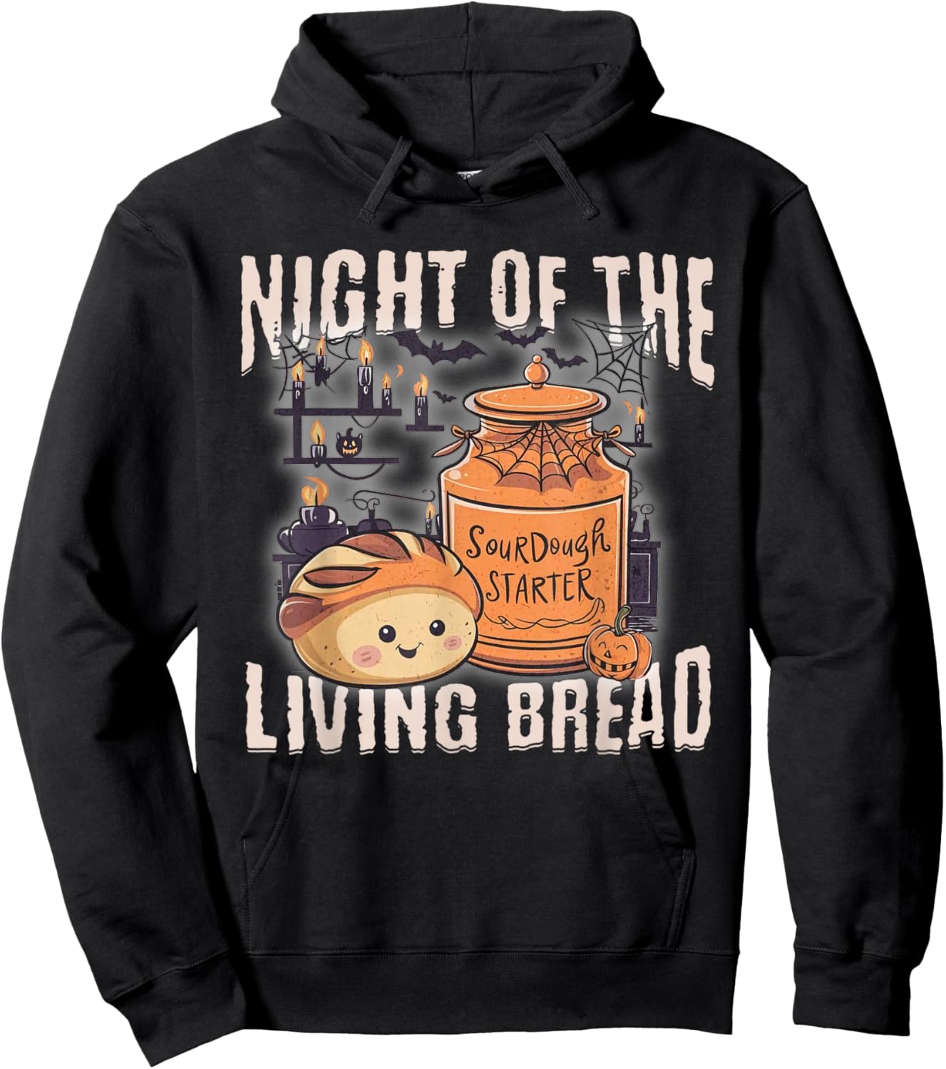 Night Of The Vintage Living Halloween Bread Spooky Season Hoodie - Hoodie | Black