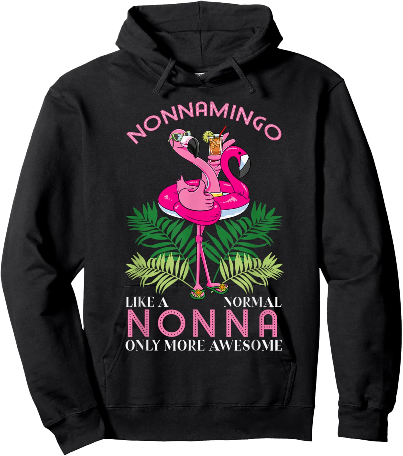 Nonnamingo Grandmother Flamingo Lover Gramma Grandma Granny Hoodie - Hoodie | Black