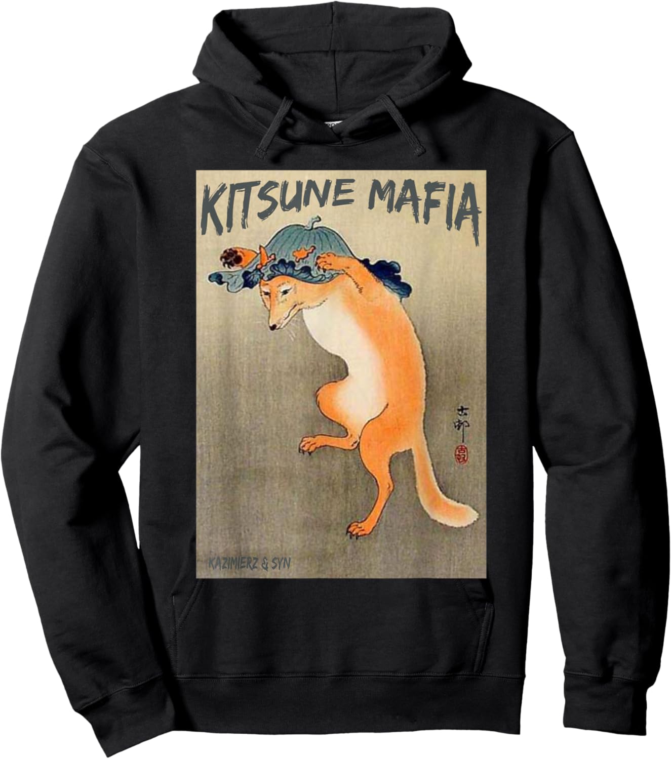 Kitsune Mafia, Anime Nine Tail Fox Spirit, Ukiyo-e Japanese Hoodie - Hoodie | Black