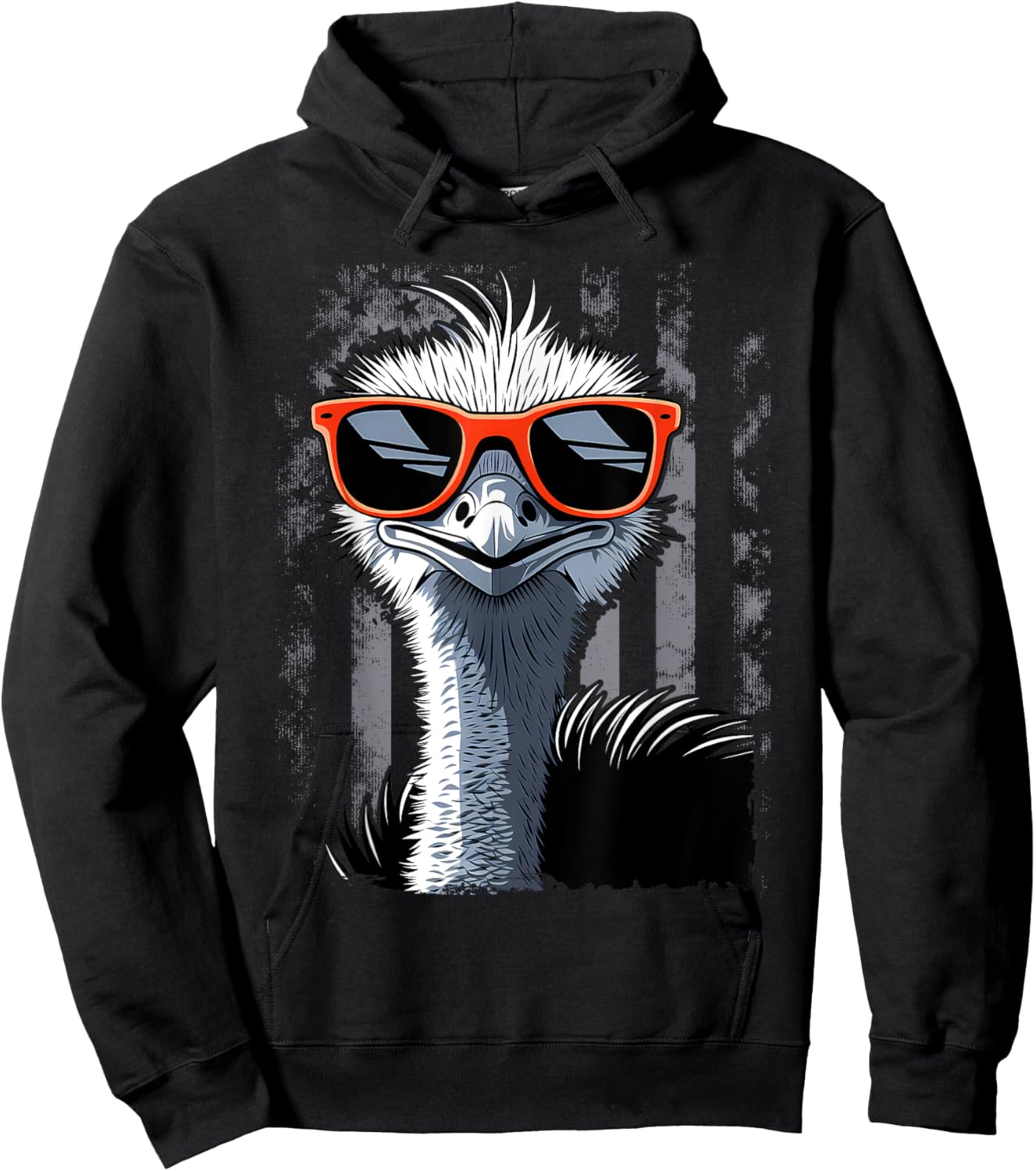 Cool Emu Bird Wearing Sunglasses Graphic Art Hoodie - Hoodie | Black