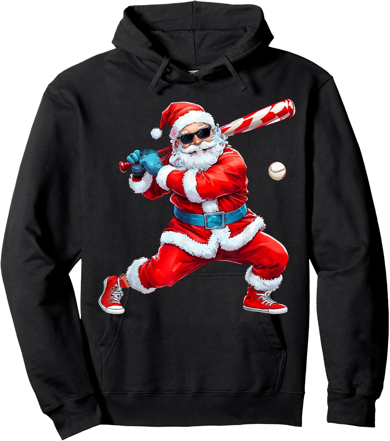 Santa Playing Baseball Christmas Baseball Player Hoodie - Hoodie | Black