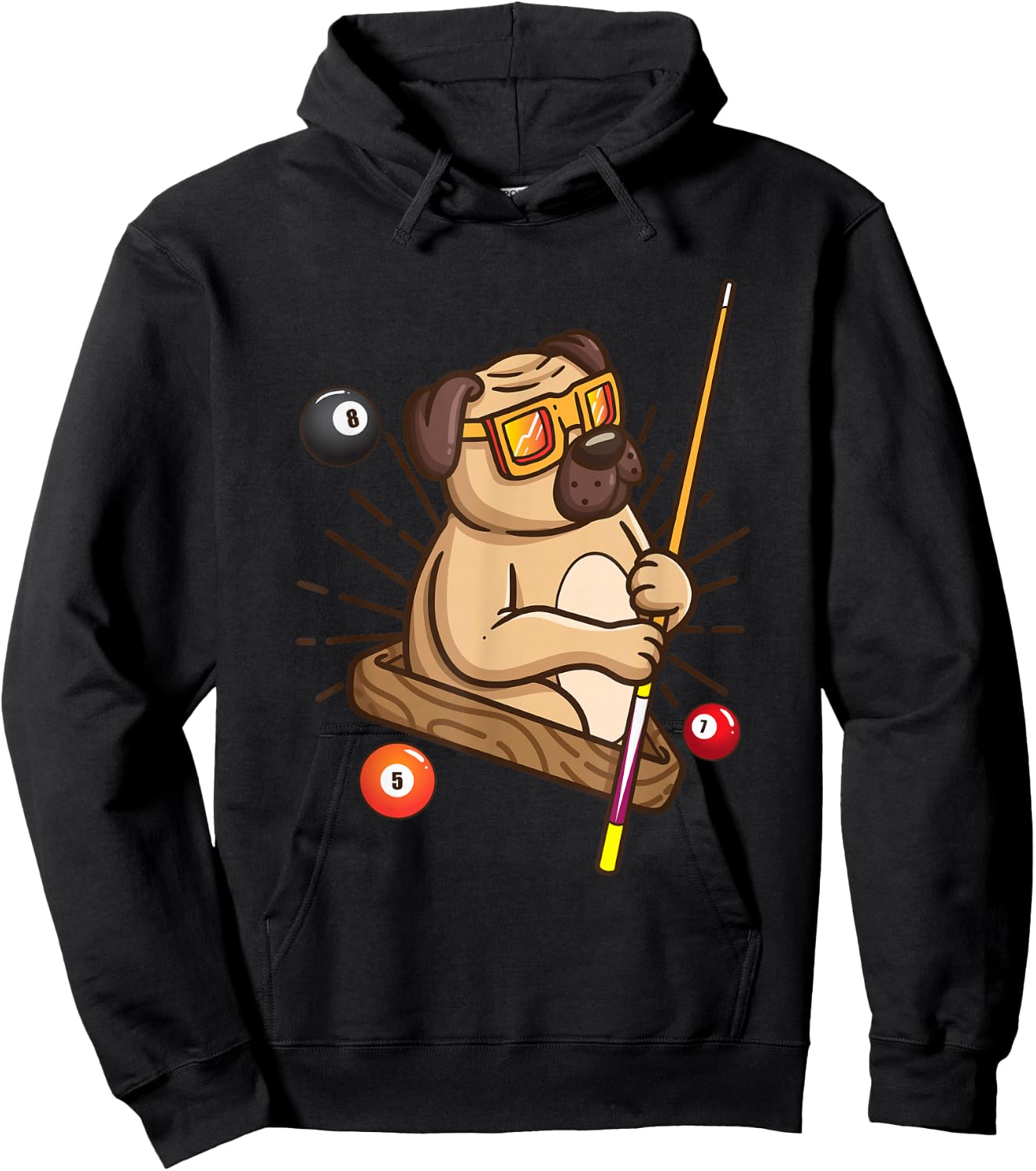 Billiard Pug Dog Hustler Pool Girls Snooker Gifts Hoodie - Hoodie | Black