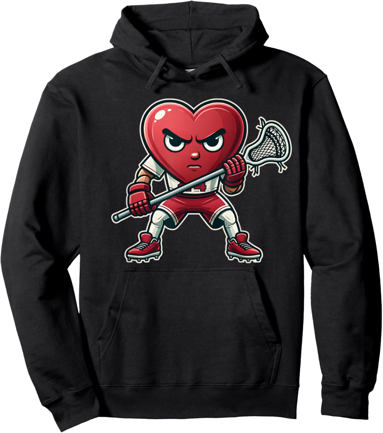 Valentine's Day Heart Lacrosse Team Player , Small Hoodie - Hoodie | Black