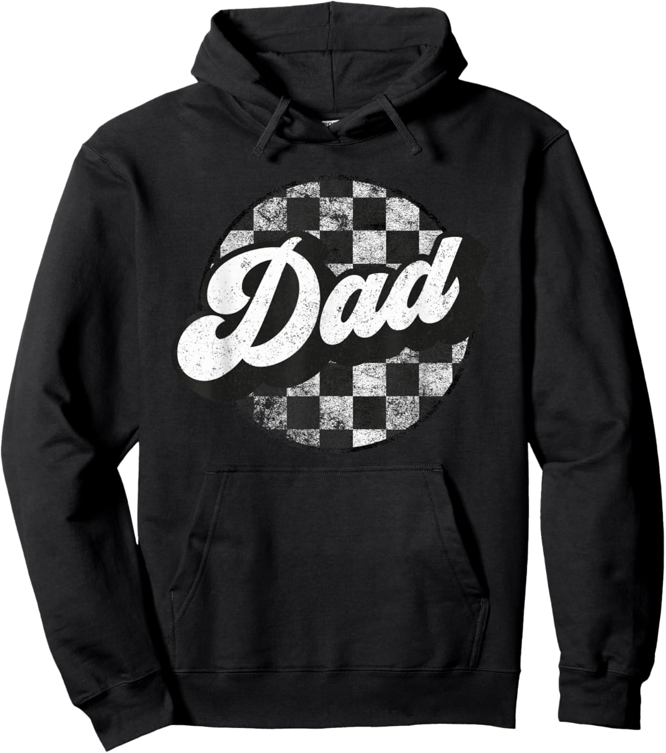 Funny Retro Checkered Dad Race Vintage Matching Family Hoodie - Hoodie | Black