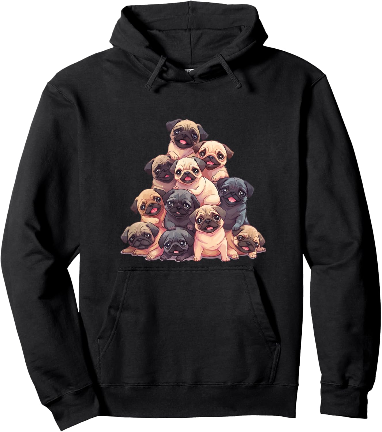 Cute Kawaii Pug Boys Girls Kids Hoodie - Hoodie | Black