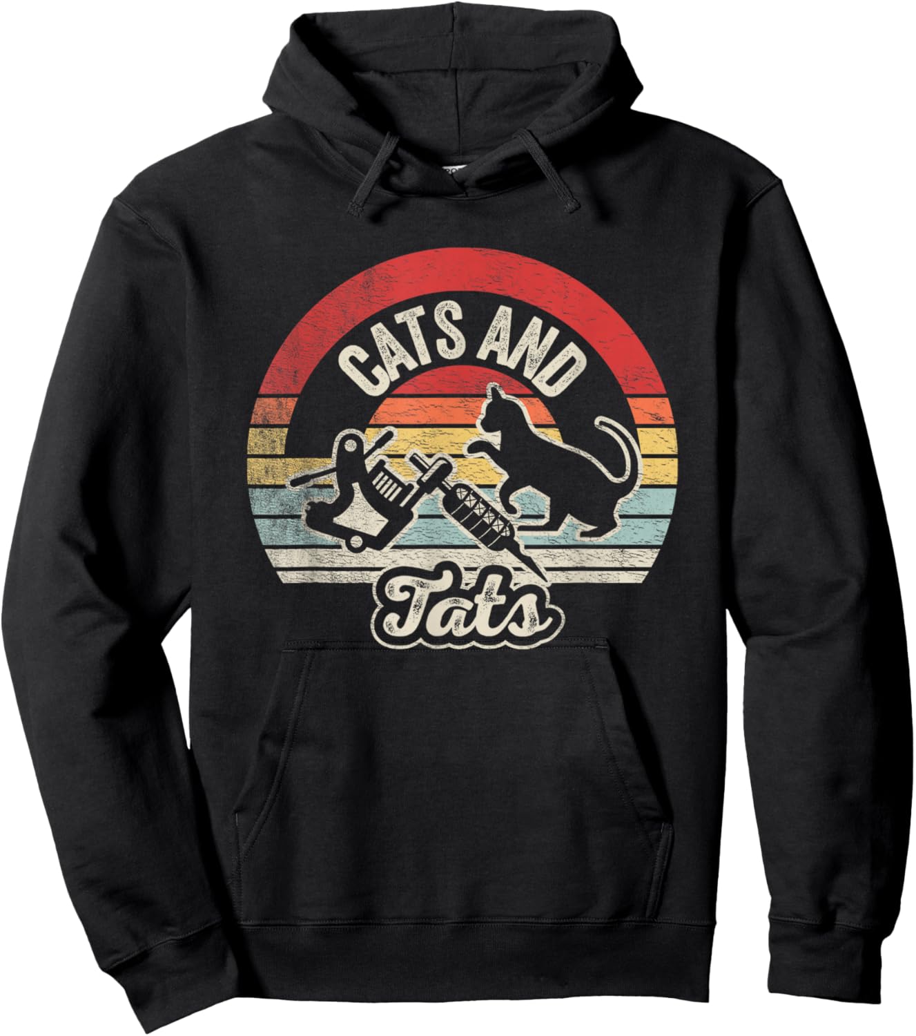 Vintage Cats and Tats Shirt Cat Tattoo Lover Cats & Tats Hoodie - Hoodie | Black
