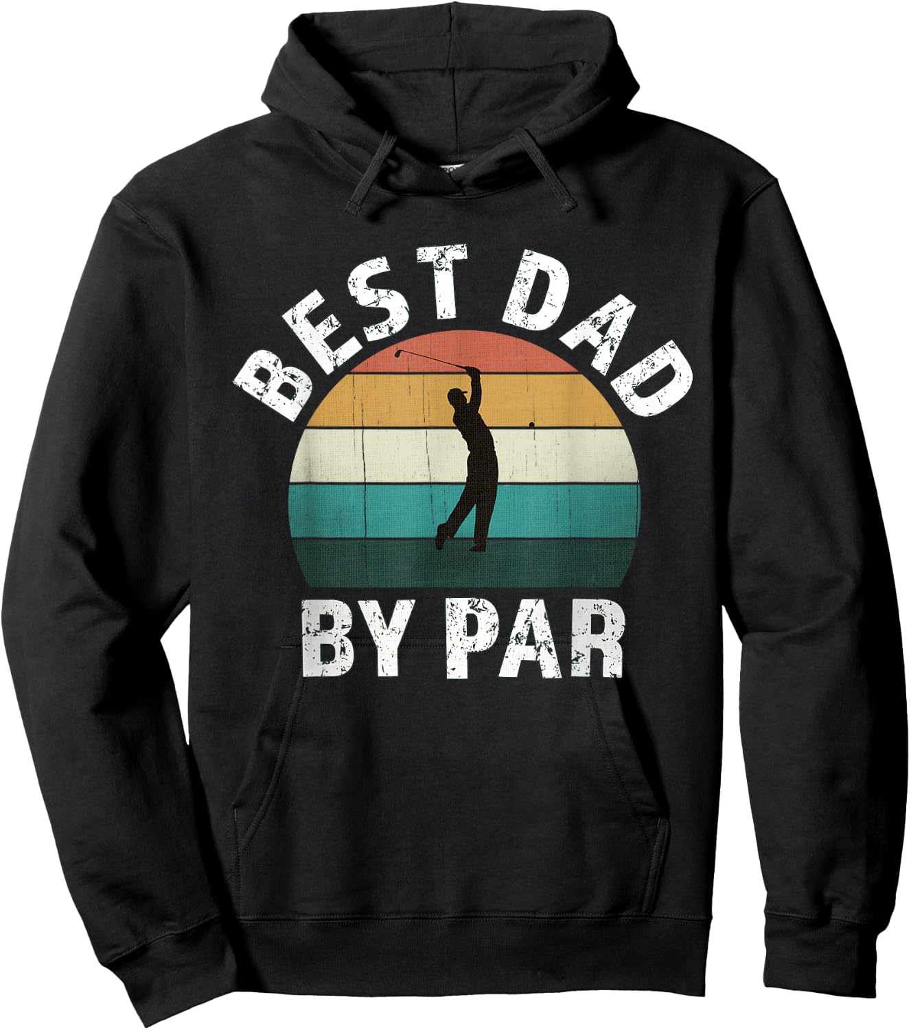 Retro Golfer Dad: Fun Vintage Sunset Father Playing Golf Pun Hoodie - Hoodie | Black