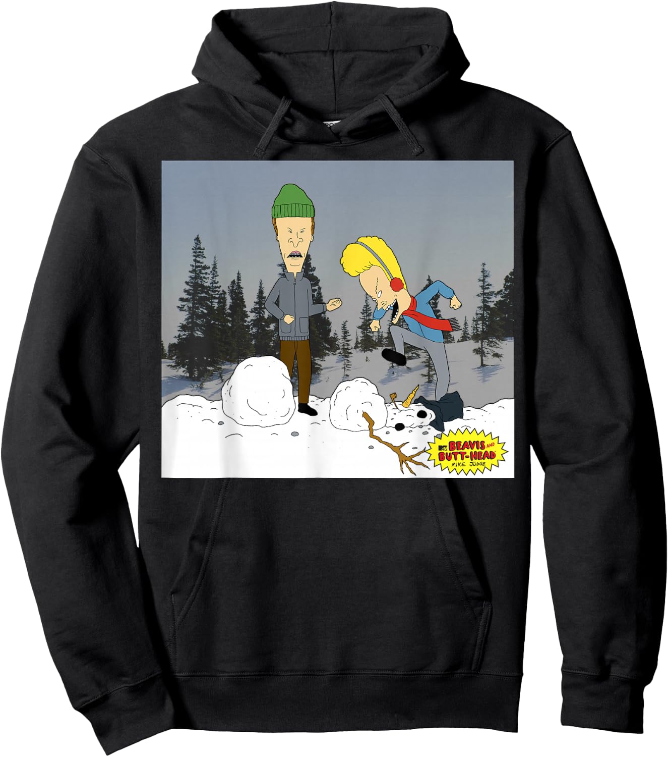 Beavis and Butt-Head Snowman Christmas Portrait Hoodie - Hoodie | Black