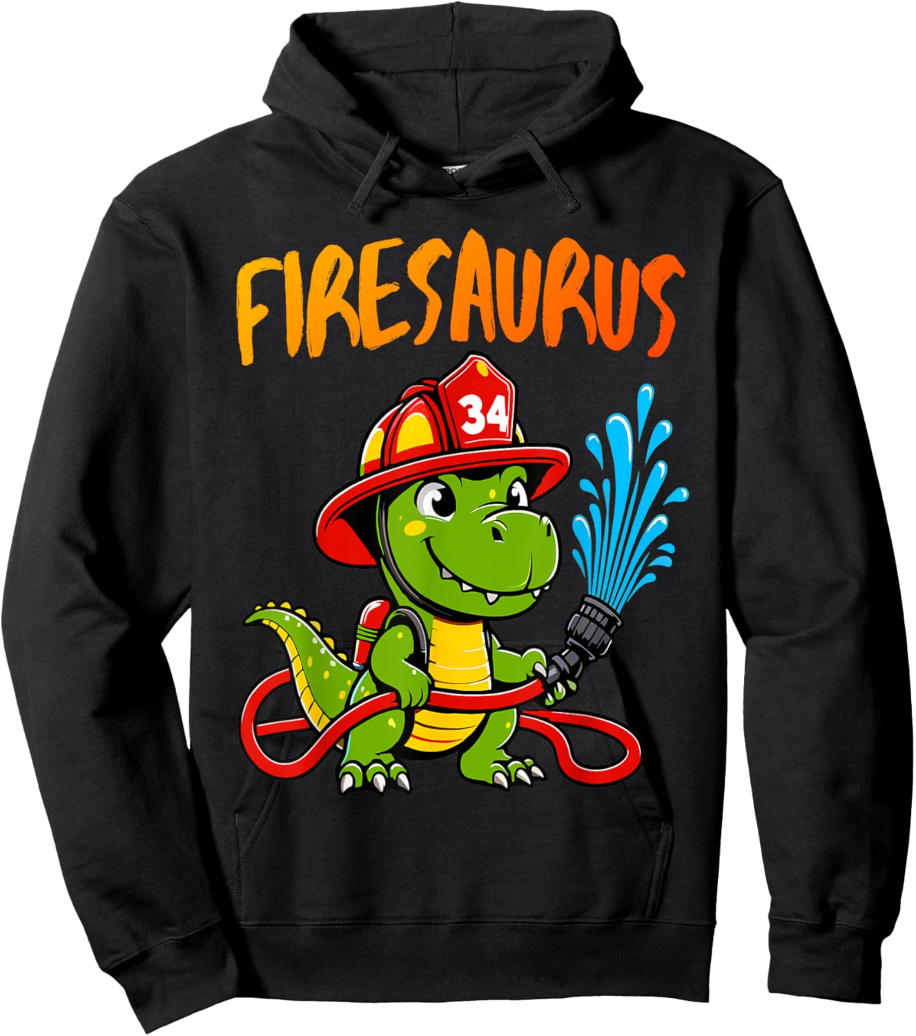 Firesaurus Rex Fireman Fire Firefighters Dino Hero Hoodie - Hoodie | Black