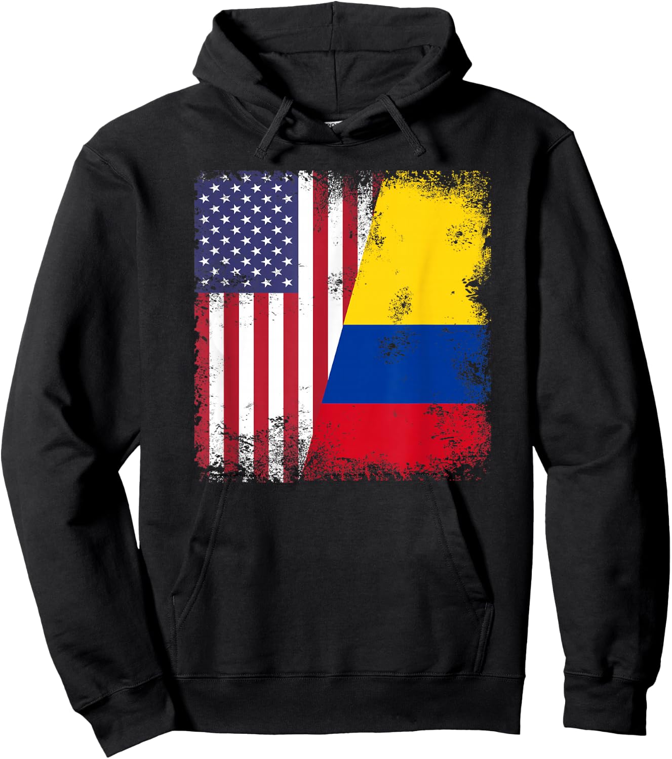 Half Colombian Flag | Vintage Colomobia USA Gift Hoodie - Hoodie | Black