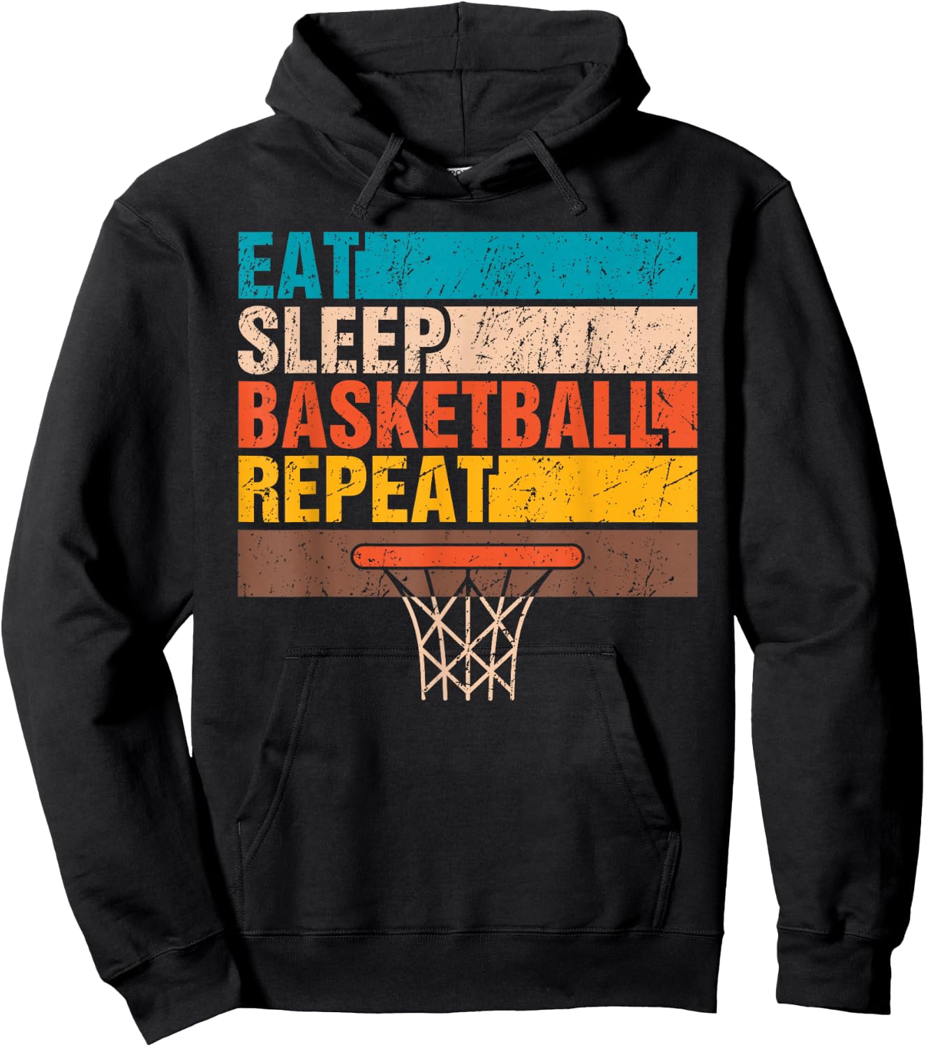 Eat. Sleep. Basketball. Repeat. Basketball Youths Teen Bball Hoodie - Hoodie | Black