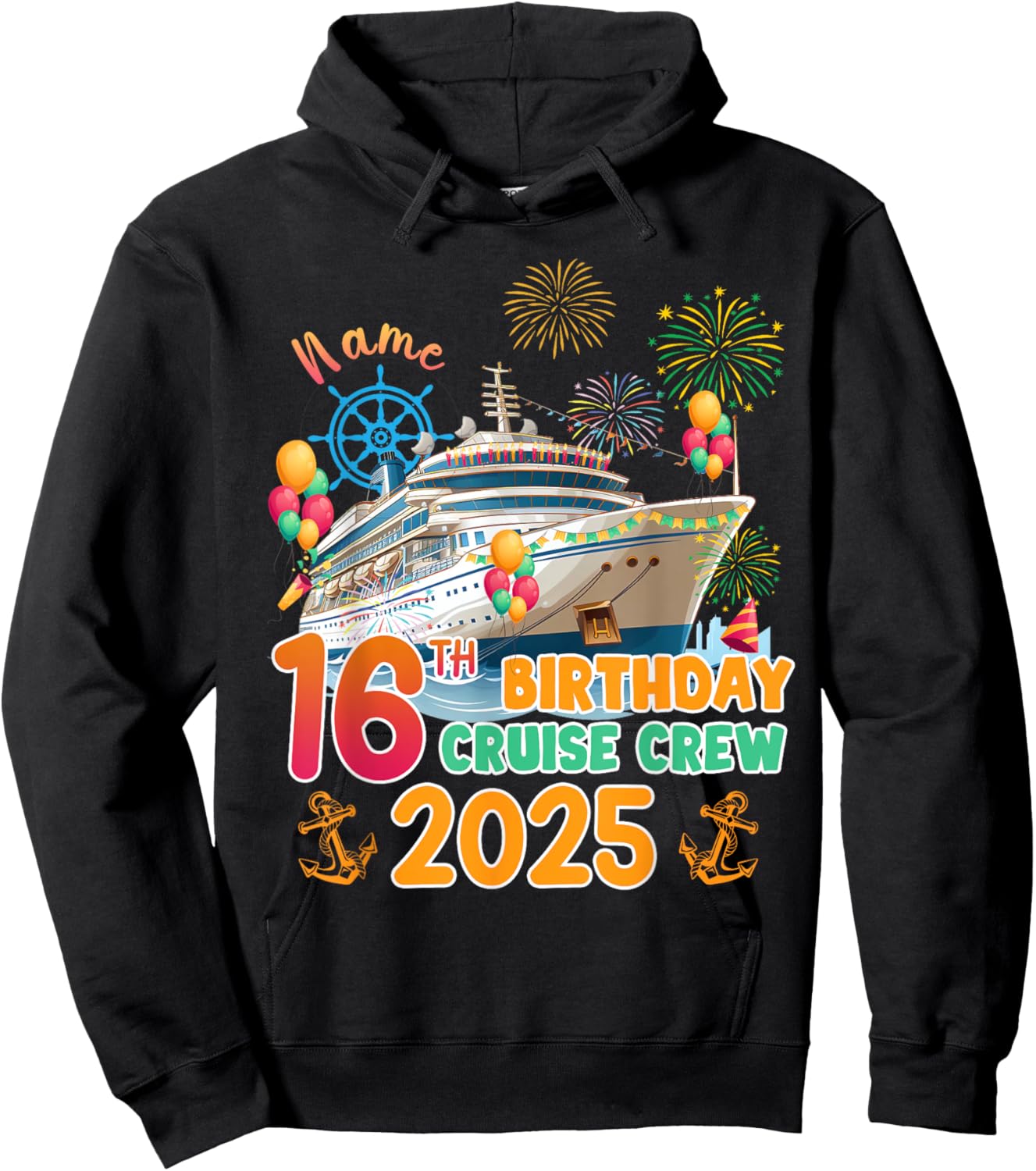 16th Birthday Cruise Crew 2025 16 Years Old Cruising Trip Hoodie - Hoodie | Black