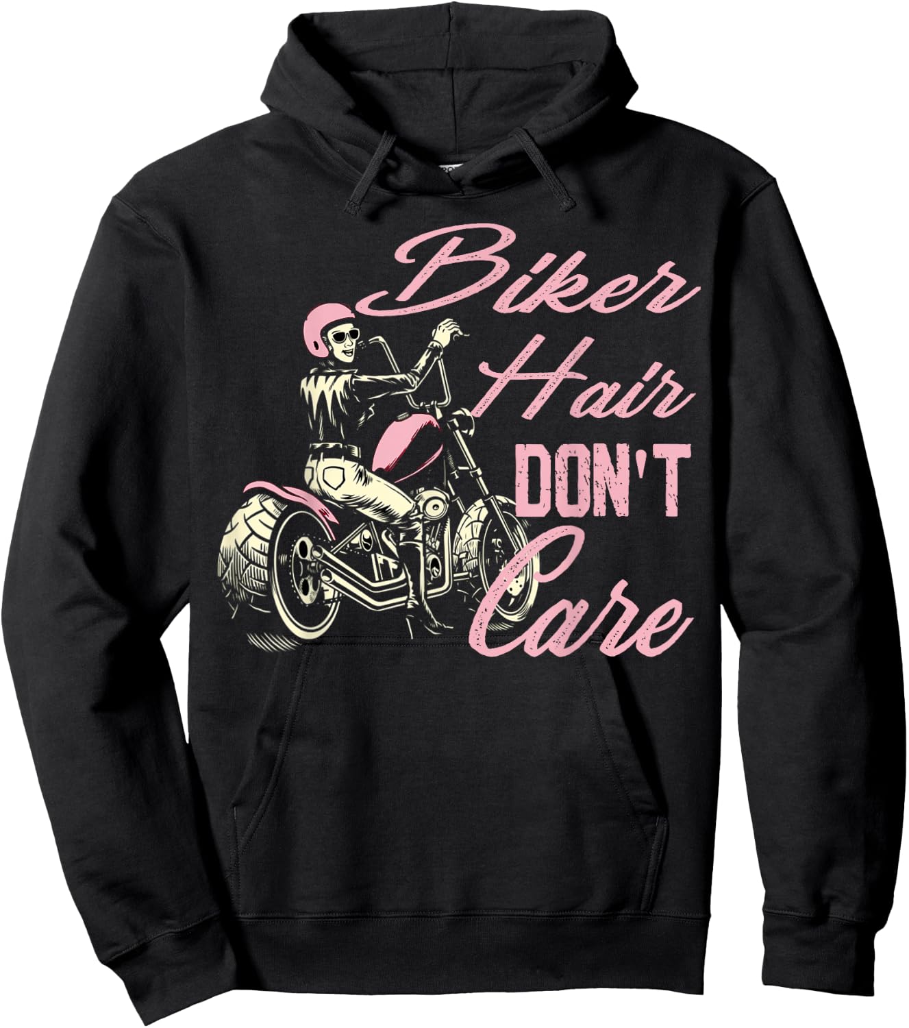 Biker Hair Don't Care Bike Lovers Women Motorcycle Hoodie - Hoodie | Black