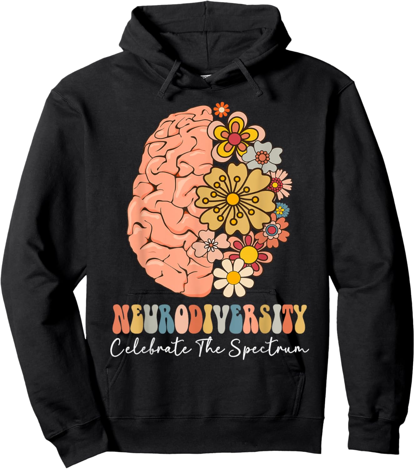 Neurodiversity celebrate the spectrum Brain Autism Awareness Hoodie - Hoodie | Black