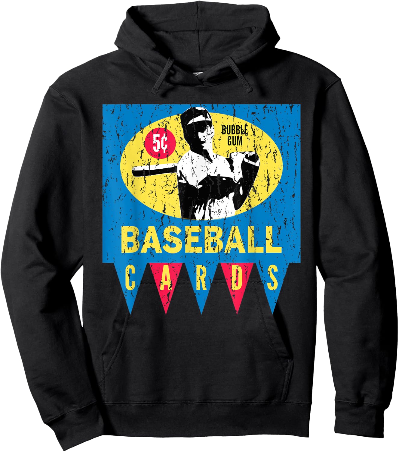 Retro 50s Baseball Card Wrapper Hoodie - Hoodie | Black