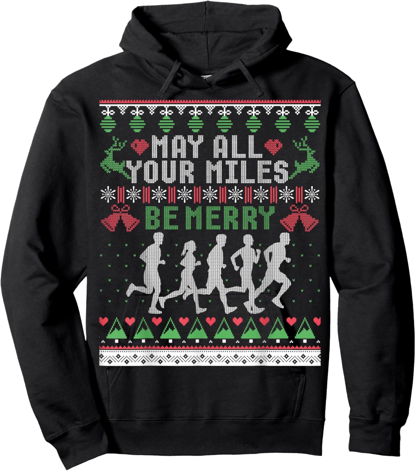 Funny Running Ugly Christmas Sweaters Shirt Runner Hoodie - Hoodie | Black