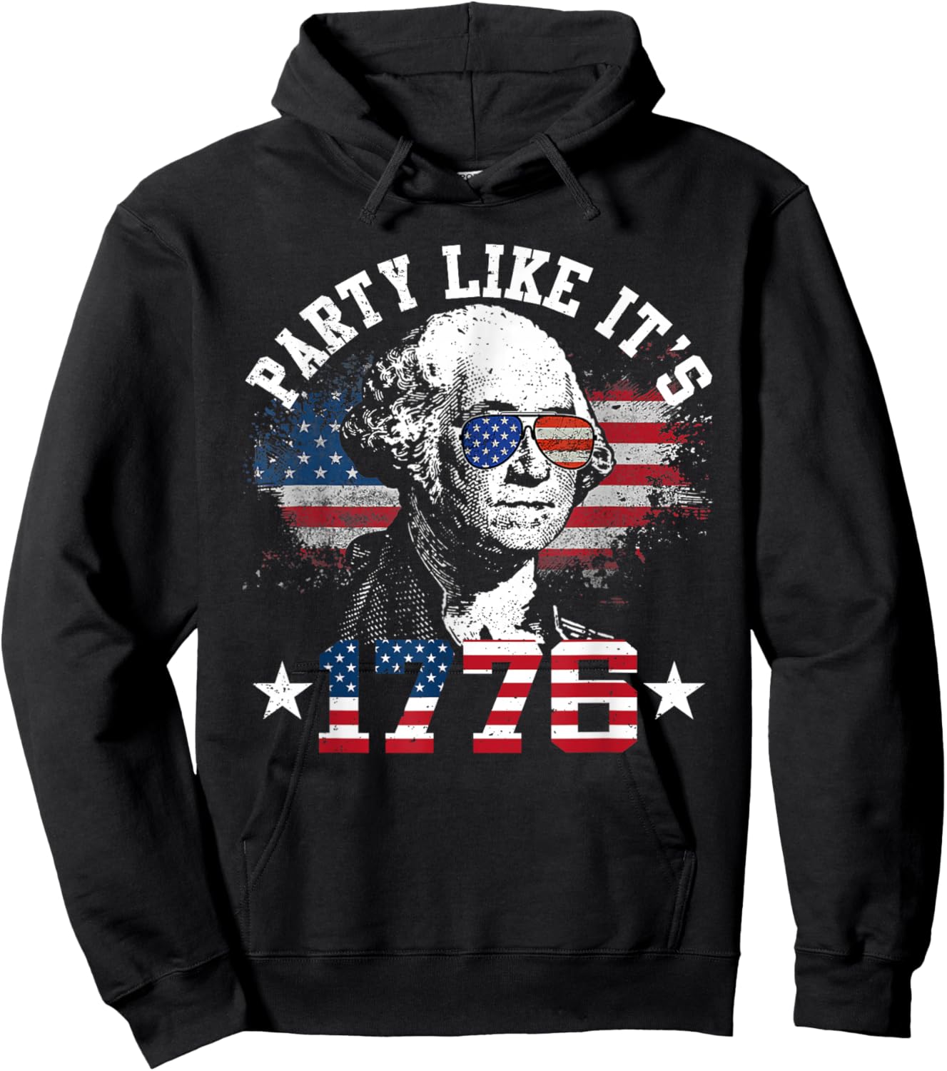 Party Like It is 1776 Funny 4th of July George Washington Hoodie - Hoodie | Black