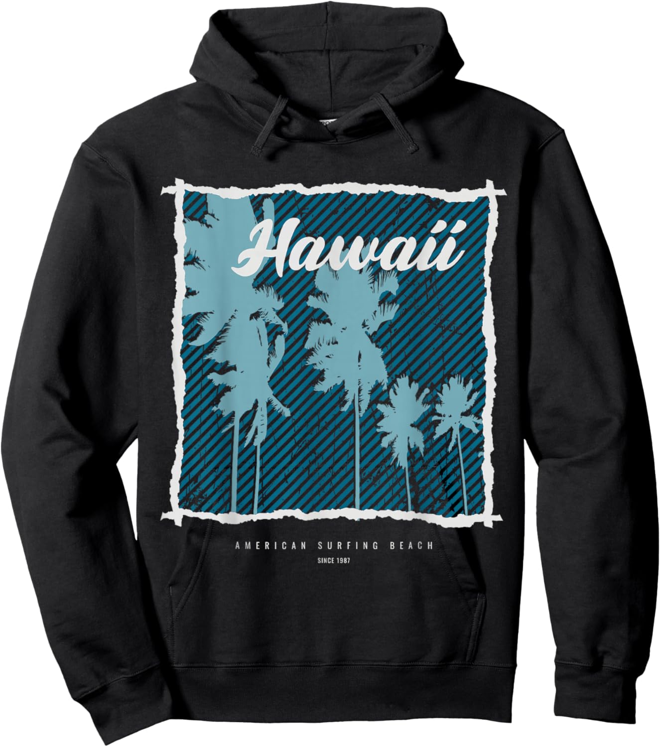 Hawaii American Surfing Beach Since 1987 Hoodie - Hoodie | Black