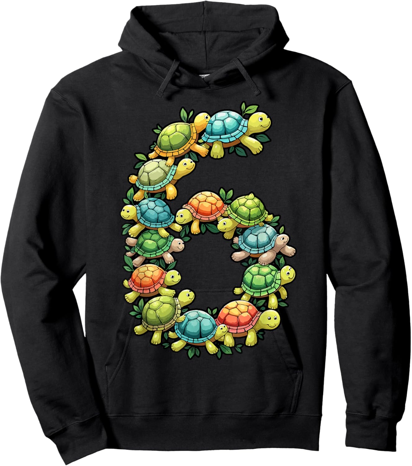 6th Birthday Sea Turtle Tortoise Theme Party 6 Year Old Hoodie - Hoodie | Black