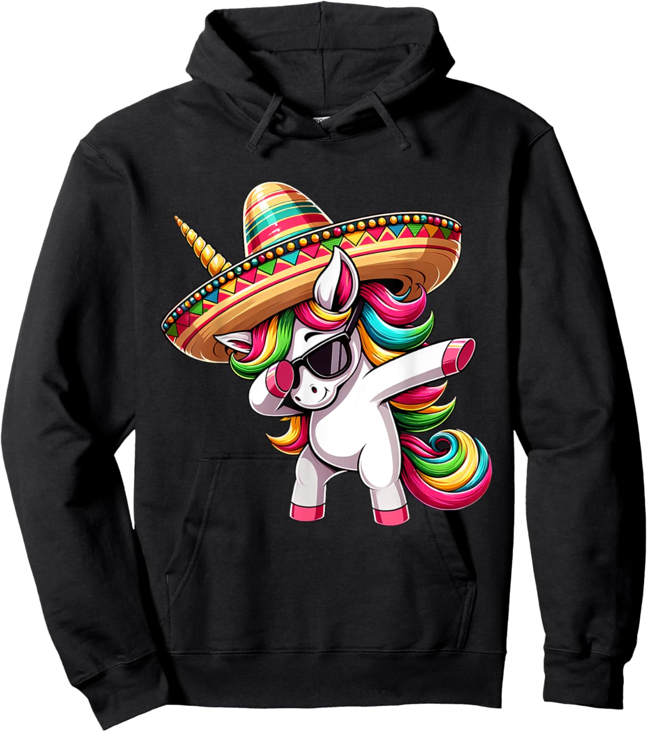 Cinco de Mayo Dabbing Unicorn Funny Mexican Dab Girl Kids Hoodie - Hoodie | Black