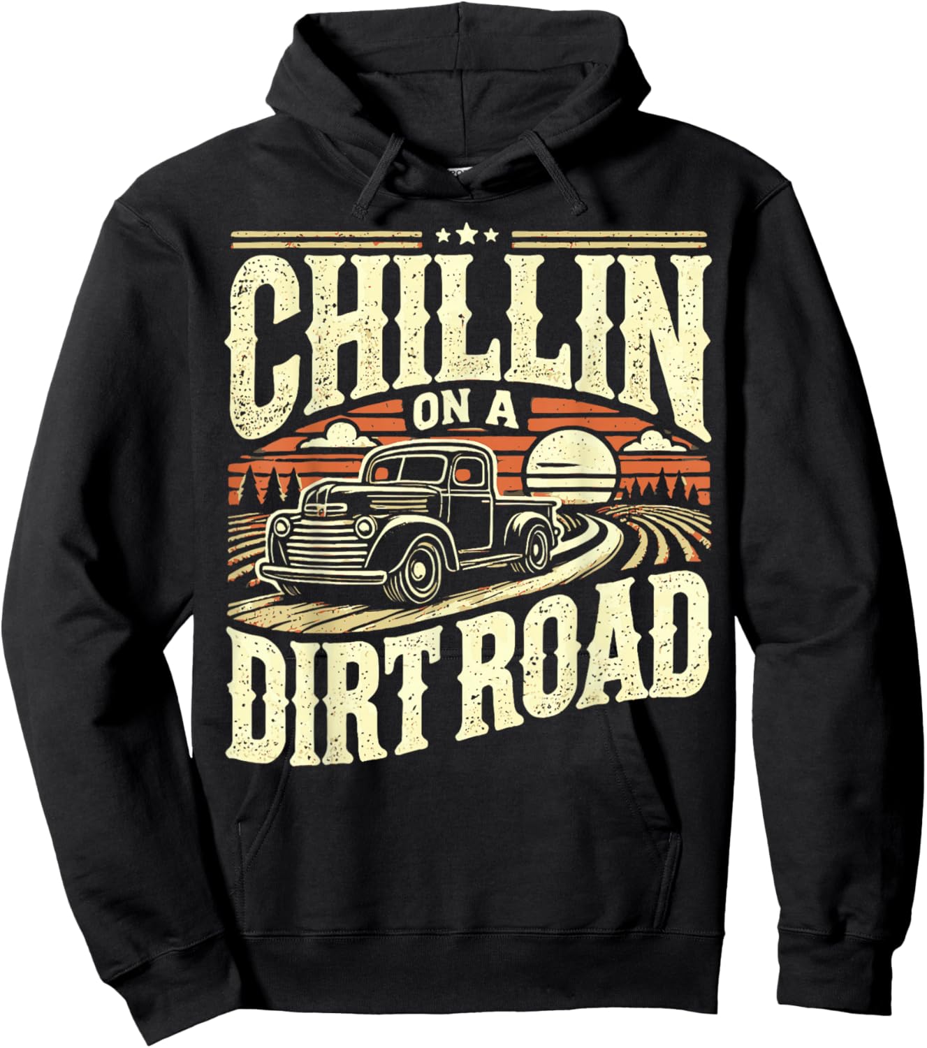 Western Cowboy Chillin On A Dirt Road Country Music Hoodie - Hoodie | Black