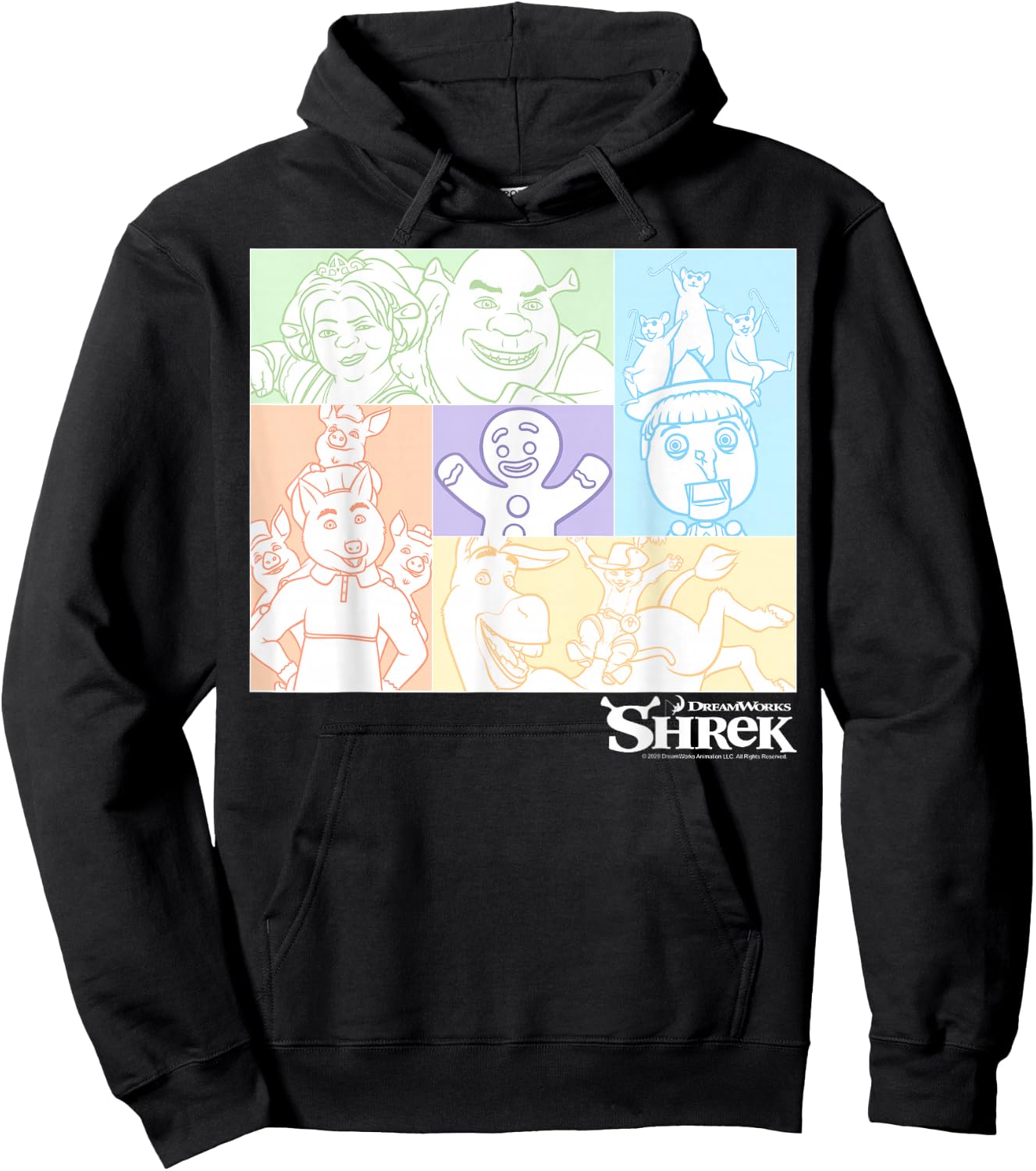 Shrek Group Shot Pastel Box Up Hoodie - Hoodie | Black