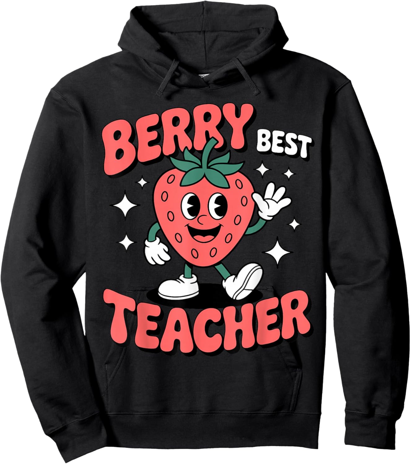 Teacher Retro Strawberry Berry Best Teacher Hoodie - Hoodie | Black