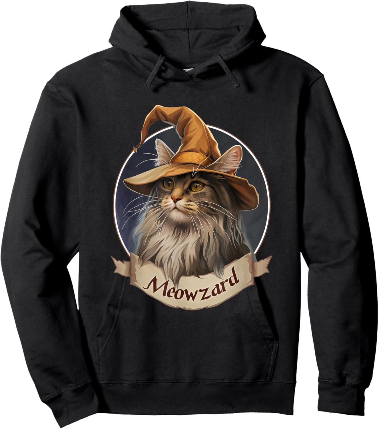 Magical Meowzard: Enchanting Halloween Wizard Cat Women Kids Hoodie - Hoodie | Black